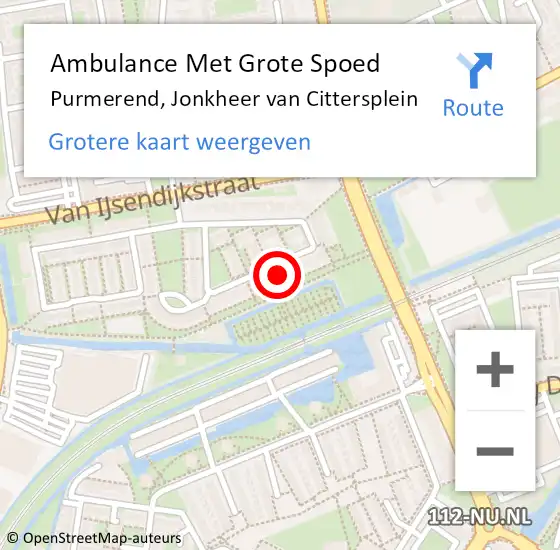 Locatie op kaart van de 112 melding: Ambulance Met Grote Spoed Naar Purmerend, Jonkheer van Cittersplein op 21 augustus 2023 00:19
