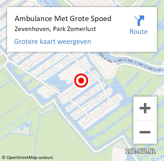 Locatie op kaart van de 112 melding: Ambulance Met Grote Spoed Naar Zevenhoven, Park Zomerlust op 21 augustus 2023 00:25