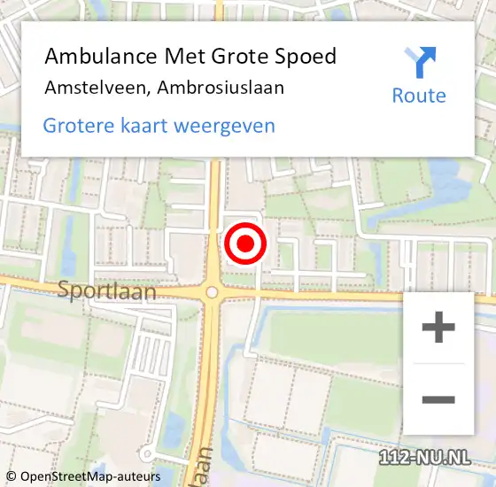 Locatie op kaart van de 112 melding: Ambulance Met Grote Spoed Naar Amstelveen, Ambrosiuslaan op 21 augustus 2023 00:44