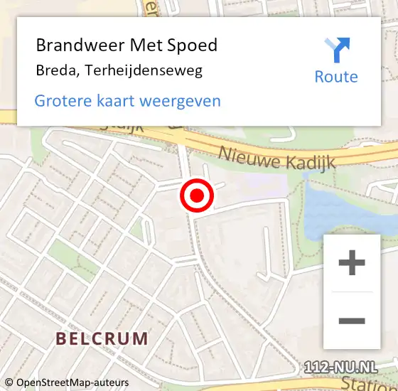 Locatie op kaart van de 112 melding: Brandweer Met Spoed Naar Breda, Terheijdenseweg op 21 augustus 2023 02:28