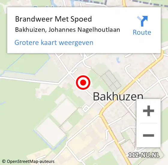 Locatie op kaart van de 112 melding: Brandweer Met Spoed Naar Bakhuizen, Johannes Nagelhoutlaan op 21 augustus 2023 03:04