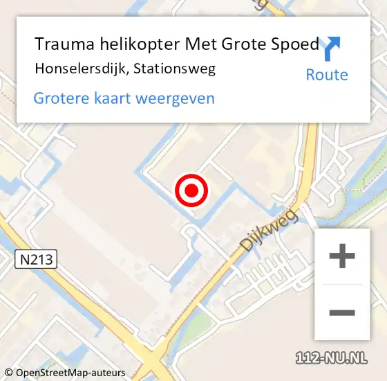Locatie op kaart van de 112 melding: Trauma helikopter Met Grote Spoed Naar Honselersdijk, Stationsweg op 21 augustus 2023 05:16
