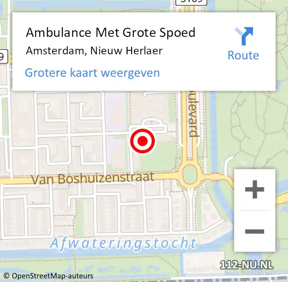 Locatie op kaart van de 112 melding: Ambulance Met Grote Spoed Naar Amsterdam, Nieuw Herlaer op 21 augustus 2023 05:20