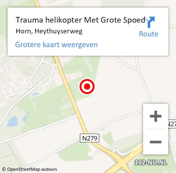 Locatie op kaart van de 112 melding: Trauma helikopter Met Grote Spoed Naar Horn, Heythuyserweg op 21 augustus 2023 05:55