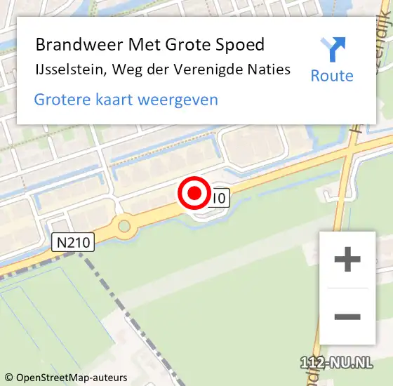 Locatie op kaart van de 112 melding: Brandweer Met Grote Spoed Naar IJsselstein, Weg der Verenigde Naties op 21 augustus 2023 06:47