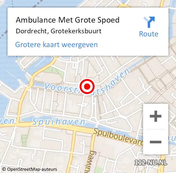 Locatie op kaart van de 112 melding: Ambulance Met Grote Spoed Naar Dordrecht, Grotekerksbuurt op 21 augustus 2023 08:26