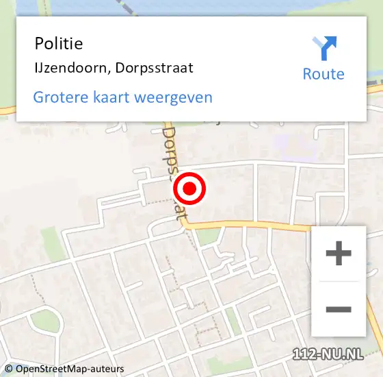Locatie op kaart van de 112 melding: Politie IJzendoorn, Dorpsstraat op 21 augustus 2023 10:39