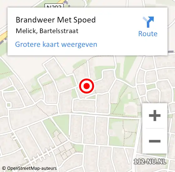 Locatie op kaart van de 112 melding: Brandweer Met Spoed Naar Melick, Bartelsstraat op 21 augustus 2023 10:50