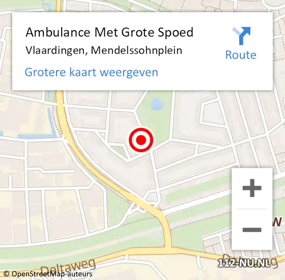 Locatie op kaart van de 112 melding: Ambulance Met Grote Spoed Naar Vlaardingen, Mendelssohnplein op 21 augustus 2023 11:47