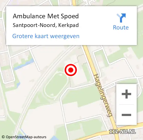 Locatie op kaart van de 112 melding: Ambulance Met Spoed Naar Santpoort-Noord, Kerkpad op 21 augustus 2023 12:44