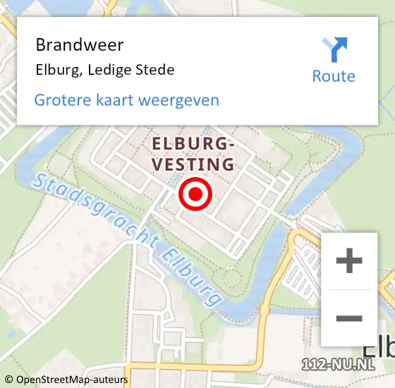 Locatie op kaart van de 112 melding: Brandweer Elburg, Ledige Stede op 21 augustus 2023 14:15