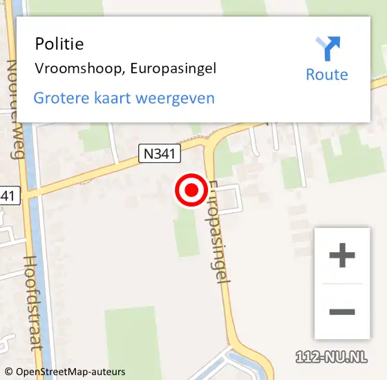 Locatie op kaart van de 112 melding: Politie Vroomshoop, Europasingel op 21 augustus 2023 14:32