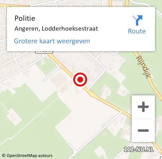 Locatie op kaart van de 112 melding: Politie Angeren, Lodderhoeksestraat op 21 augustus 2023 14:43