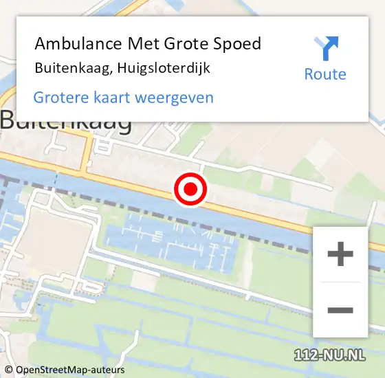 Locatie op kaart van de 112 melding: Ambulance Met Grote Spoed Naar Buitenkaag, Huigsloterdijk op 21 augustus 2023 15:15