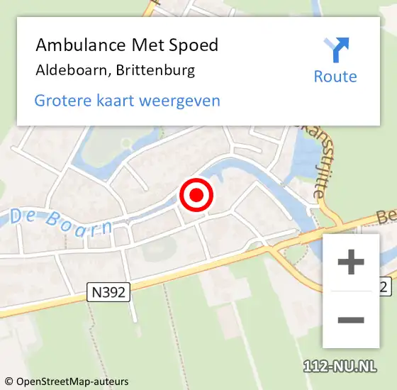 Locatie op kaart van de 112 melding: Ambulance Met Spoed Naar Aldeboarn, Brittenburg op 5 september 2014 13:06