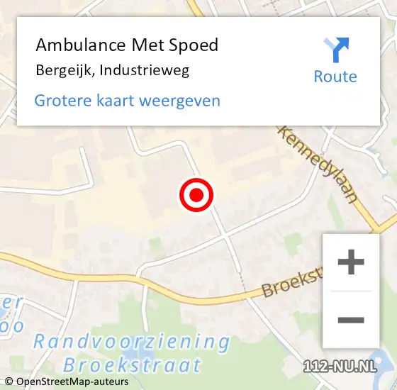 Locatie op kaart van de 112 melding: Ambulance Met Spoed Naar Bergeijk, Industrieweg op 5 september 2014 13:10
