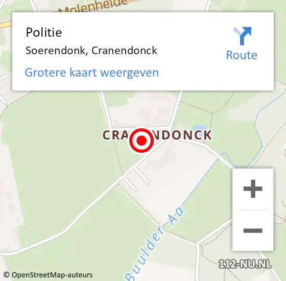 Locatie op kaart van de 112 melding: Politie Soerendonk, Cranendonck op 21 augustus 2023 17:18