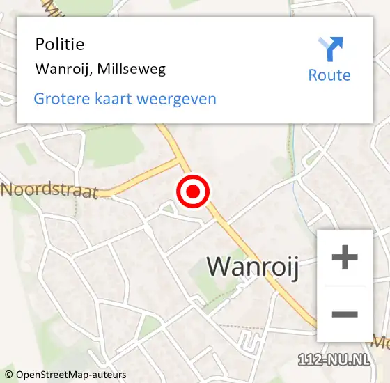 Locatie op kaart van de 112 melding: Politie Wanroij, Millseweg op 21 augustus 2023 17:33