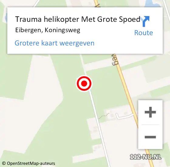 Locatie op kaart van de 112 melding: Trauma helikopter Met Grote Spoed Naar Eibergen, Koningsweg op 21 augustus 2023 19:54