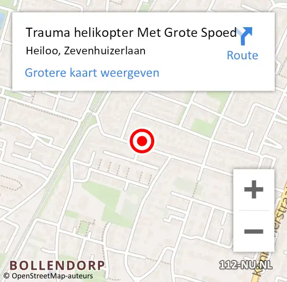 Locatie op kaart van de 112 melding: Trauma helikopter Met Grote Spoed Naar Heiloo, Zevenhuizerlaan op 21 augustus 2023 21:15