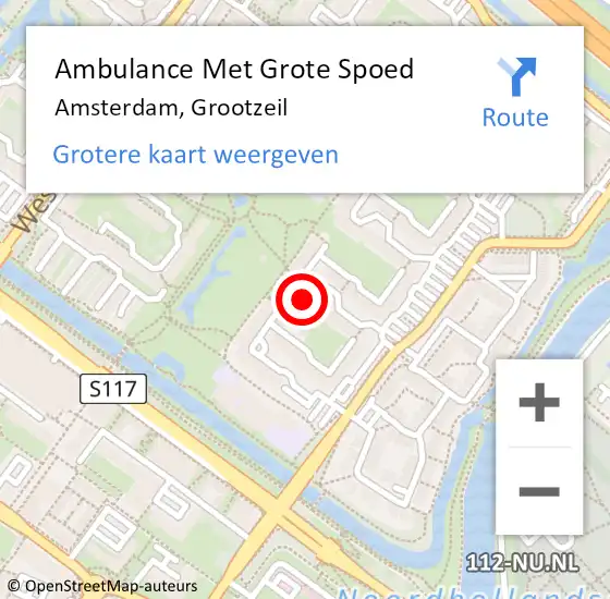 Locatie op kaart van de 112 melding: Ambulance Met Grote Spoed Naar Amsterdam, Grootzeil op 21 augustus 2023 22:42