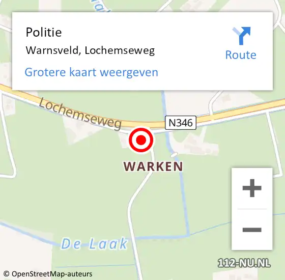 Locatie op kaart van de 112 melding: Politie Warnsveld, Lochemseweg op 22 augustus 2023 00:32