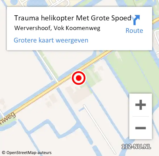 Locatie op kaart van de 112 melding: Trauma helikopter Met Grote Spoed Naar Wervershoof, Vok Koomenweg op 22 augustus 2023 00:49