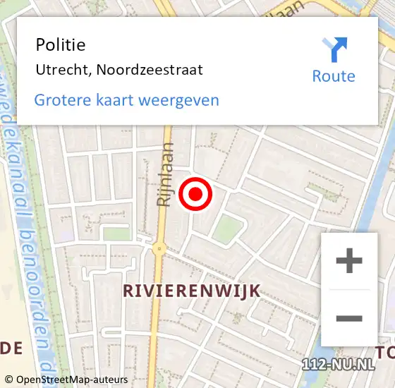Locatie op kaart van de 112 melding: Politie Utrecht, Noordzeestraat op 22 augustus 2023 06:49