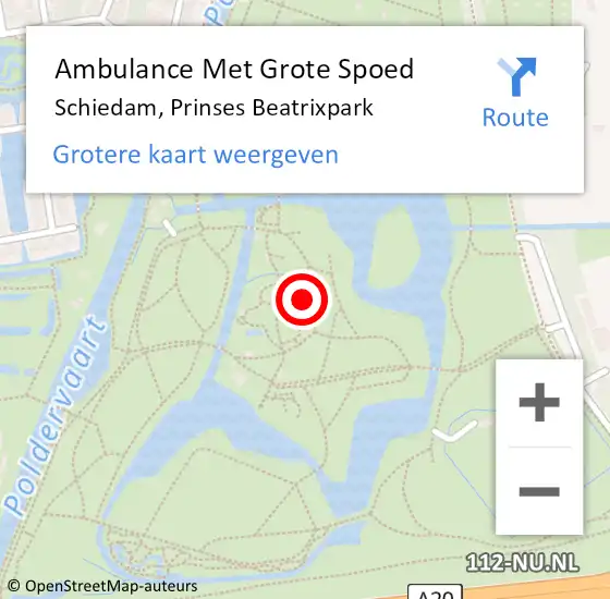 Locatie op kaart van de 112 melding: Ambulance Met Grote Spoed Naar Schiedam, Prinses Beatrixpark op 22 augustus 2023 07:03