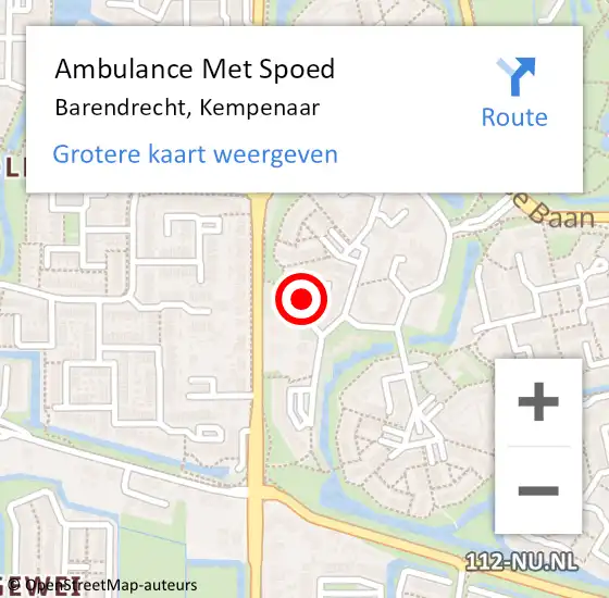 Locatie op kaart van de 112 melding: Ambulance Met Spoed Naar Barendrecht, Kempenaar op 22 augustus 2023 07:52