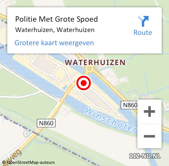 Locatie op kaart van de 112 melding: Politie Met Grote Spoed Naar Waterhuizen, Waterhuizen op 22 augustus 2023 09:19