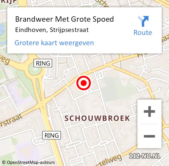 Locatie op kaart van de 112 melding: Brandweer Met Grote Spoed Naar Eindhoven, Strijpsestraat op 22 augustus 2023 09:24
