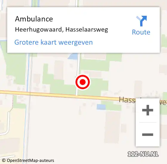 Locatie op kaart van de 112 melding: Ambulance Heerhugowaard, Hasselaarsweg op 22 augustus 2023 09:46