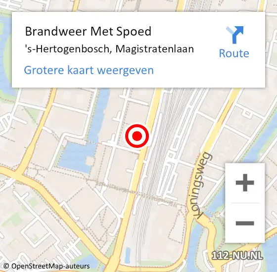 Locatie op kaart van de 112 melding: Brandweer Met Spoed Naar 's-Hertogenbosch, Magistratenlaan op 22 augustus 2023 10:07