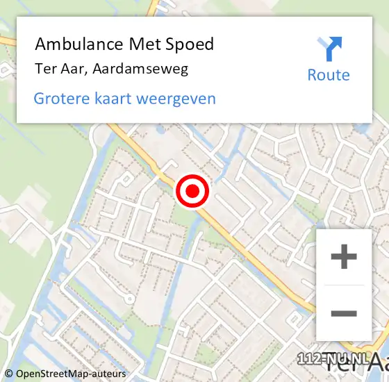 Locatie op kaart van de 112 melding: Ambulance Met Spoed Naar Ter Aar, Aardamseweg op 22 augustus 2023 12:11