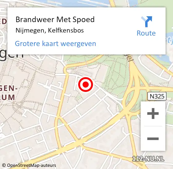 Locatie op kaart van de 112 melding: Brandweer Met Spoed Naar Nijmegen, Kelfkensbos op 22 augustus 2023 14:50
