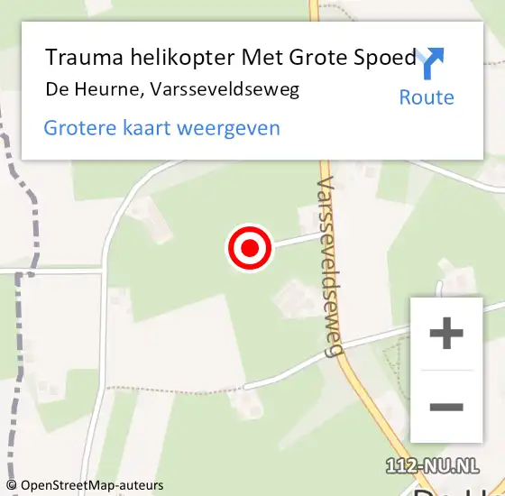 Locatie op kaart van de 112 melding: Trauma helikopter Met Grote Spoed Naar De Heurne, Varsseveldseweg op 22 augustus 2023 14:54