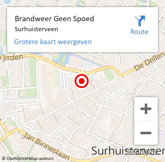 Locatie op kaart van de 112 melding: Brandweer Geen Spoed Naar Surhuisterveen op 22 augustus 2023 14:58