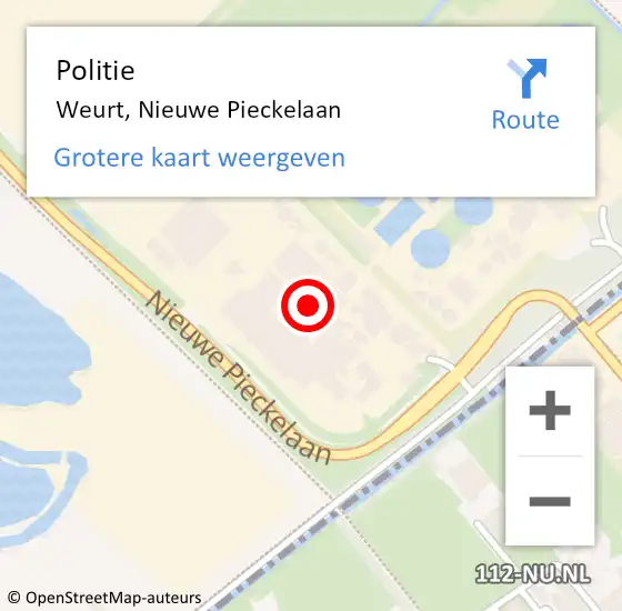 Locatie op kaart van de 112 melding: Politie Weurt, Nieuwe Pieckelaan op 22 augustus 2023 15:44