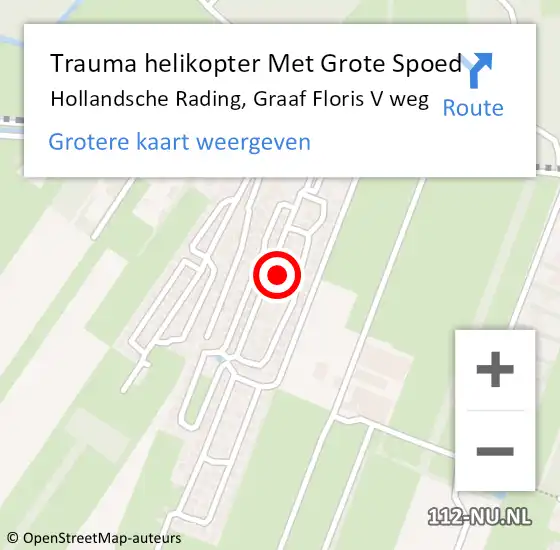 Locatie op kaart van de 112 melding: Trauma helikopter Met Grote Spoed Naar Hollandsche Rading, Graaf Floris V weg op 22 augustus 2023 17:18