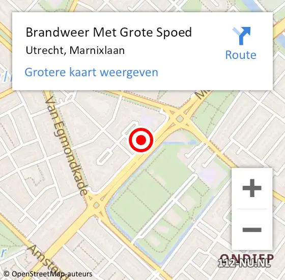 Locatie op kaart van de 112 melding: Brandweer Met Grote Spoed Naar Utrecht, Marnixlaan op 22 augustus 2023 17:52