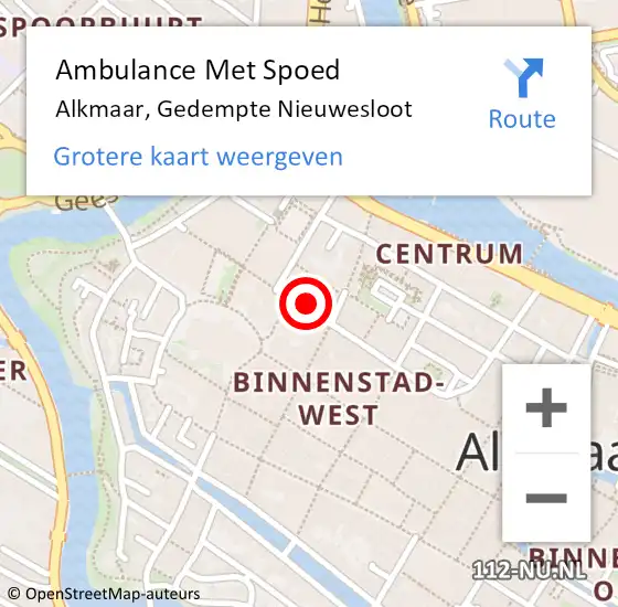 Locatie op kaart van de 112 melding: Ambulance Met Spoed Naar Alkmaar, Gedempte Nieuwesloot op 22 augustus 2023 20:58