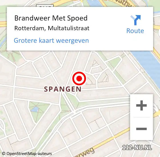 Locatie op kaart van de 112 melding: Brandweer Met Spoed Naar Rotterdam, Multatulistraat op 22 augustus 2023 23:32