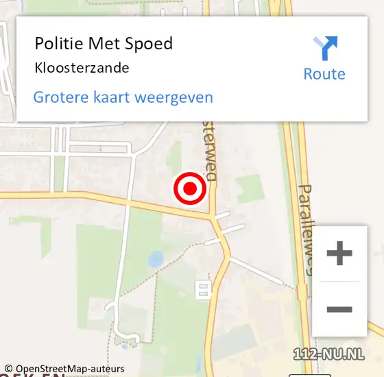 Locatie op kaart van de 112 melding: Politie Met Spoed Naar Kloosterzande op 23 augustus 2023 00:31