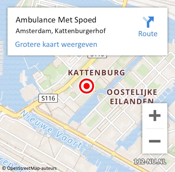 Locatie op kaart van de 112 melding: Ambulance Met Spoed Naar Amsterdam, Kattenburgerhof op 23 augustus 2023 02:50