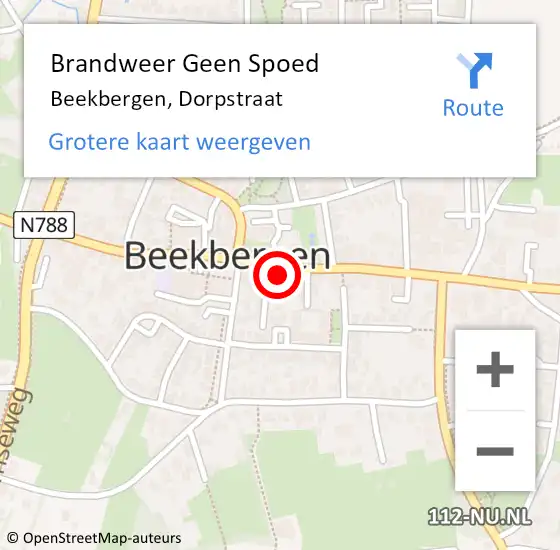 Locatie op kaart van de 112 melding: Brandweer Geen Spoed Naar Beekbergen, Dorpstraat op 23 augustus 2023 04:25