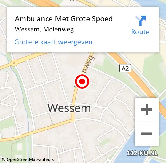 Locatie op kaart van de 112 melding: Ambulance Met Grote Spoed Naar Wessem, Molenweg op 23 augustus 2023 05:10