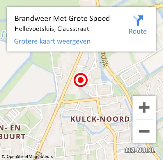 Locatie op kaart van de 112 melding: Brandweer Met Grote Spoed Naar Hellevoetsluis, Clausstraat op 23 augustus 2023 10:39