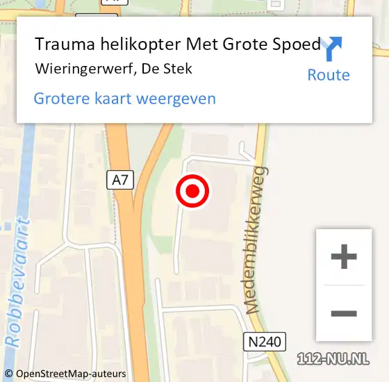 Locatie op kaart van de 112 melding: Trauma helikopter Met Grote Spoed Naar Wieringerwerf, De Stek op 23 augustus 2023 11:05