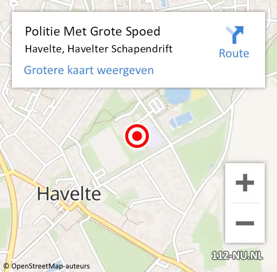 Locatie op kaart van de 112 melding: Politie Met Grote Spoed Naar Havelte, Havelter Schapendrift op 23 augustus 2023 11:14